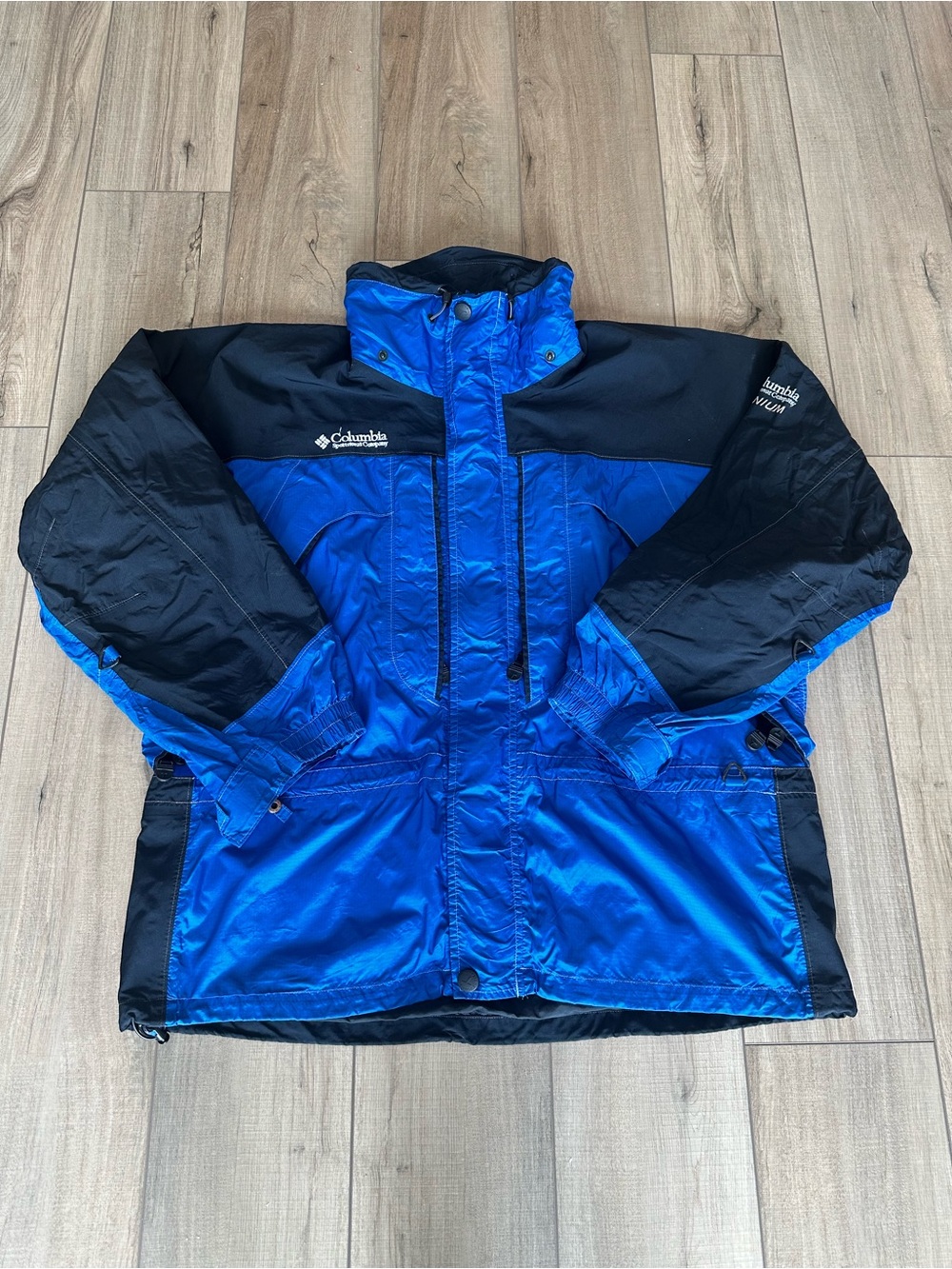 Columbia Blue and Black Ski Jacket with Hood